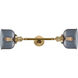 Franklin Restoration Large Bell 2 Light 8 inch Brushed Brass Bath Vanity Light Wall Light in Plated Smoke Glass, Franklin Restoration