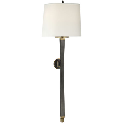 Thomas O'Brien Edie 2 Light 10 inch Bronze with Antique Brass Baluster Sconce Wall Light in Linen, Bronze and Hand-Rubbed Antique Brass
