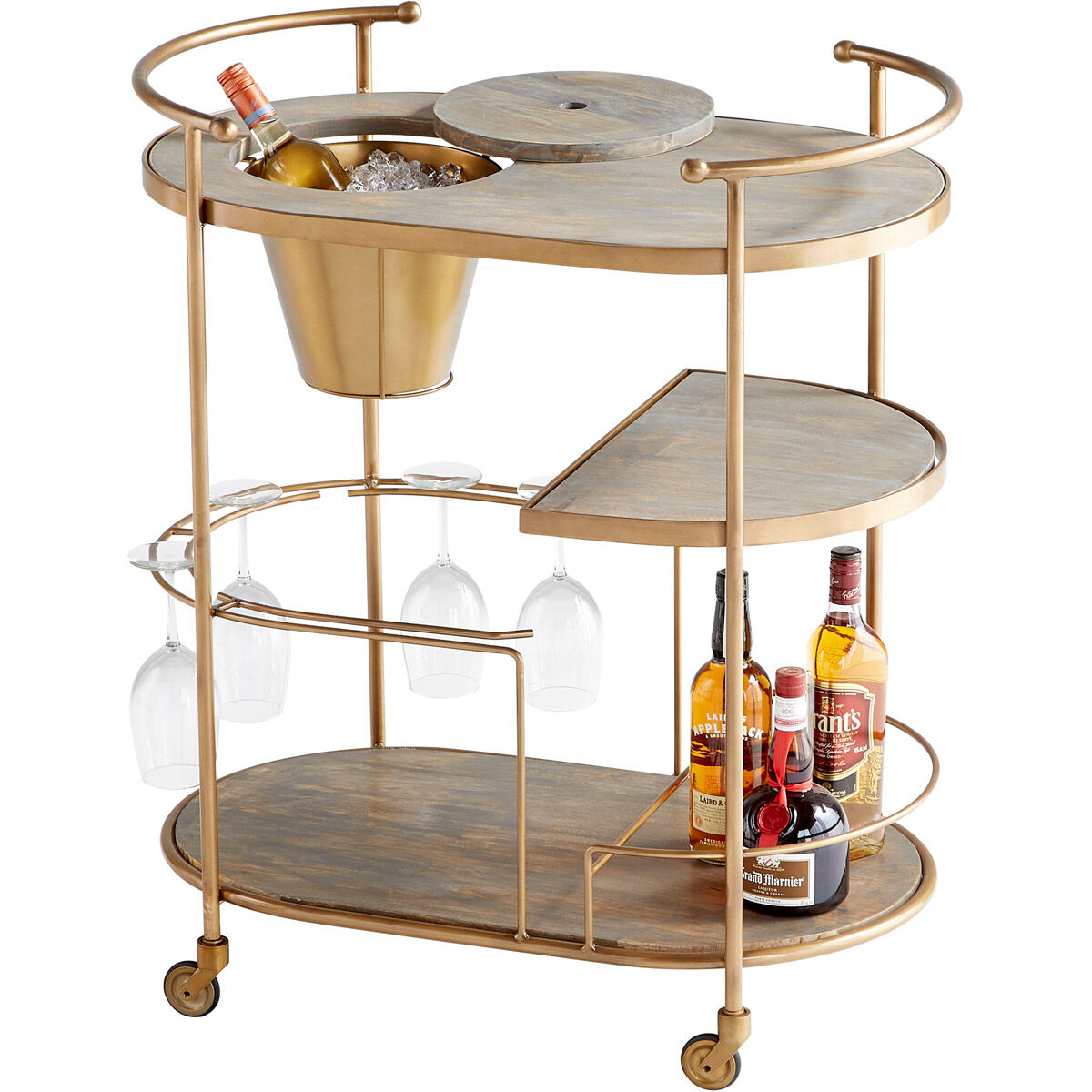 Barcraft Antique Brass Bar Cart