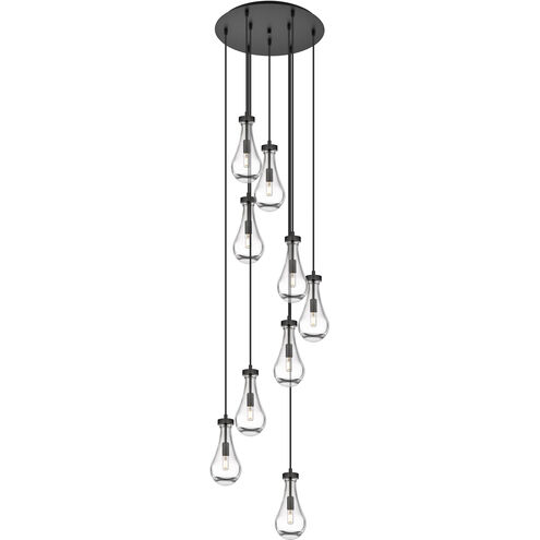 Owego 9 Light 19.25 inch Matte Black Multi Pendant Ceiling Light in Clear Glass