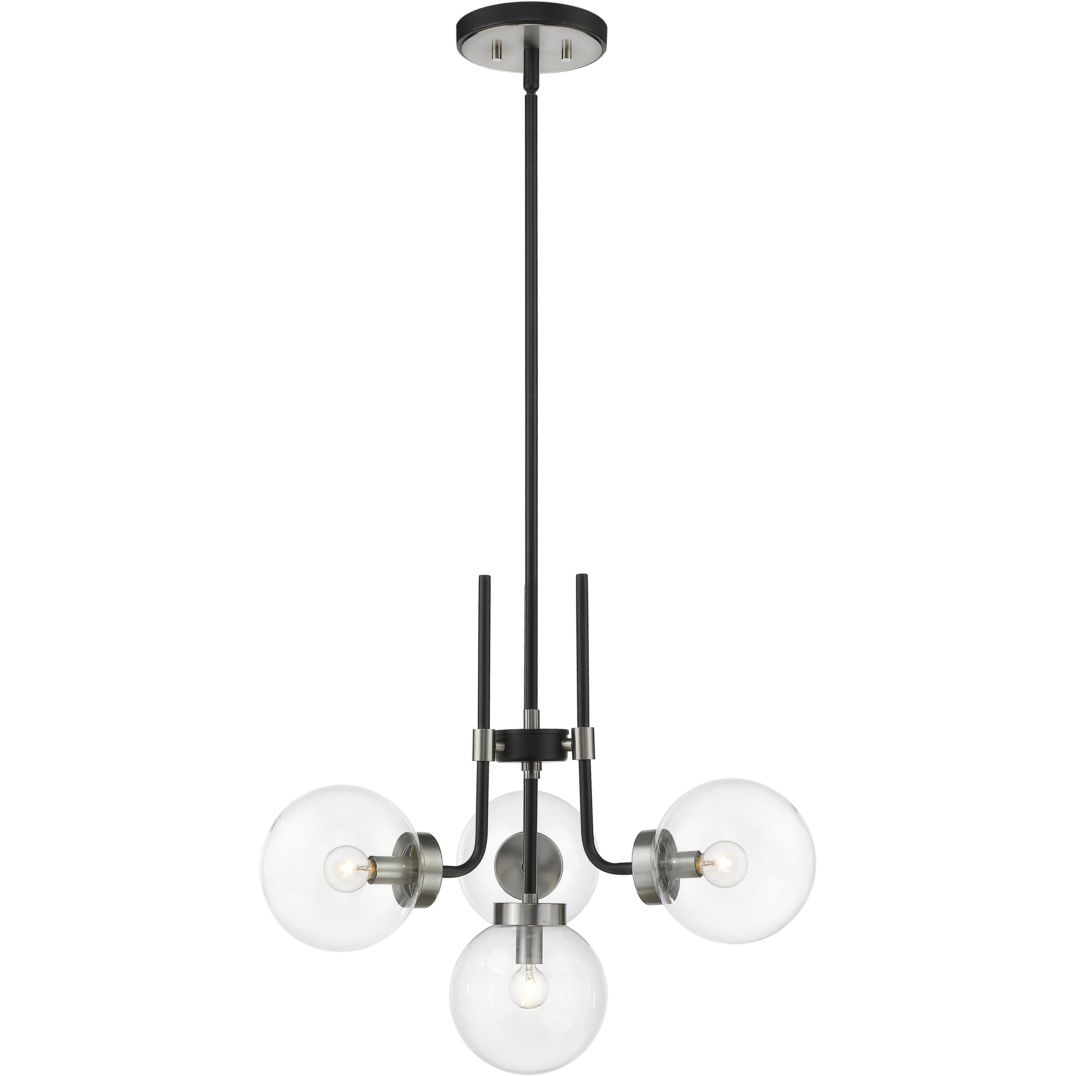Parsons 4 Light 22 inch Matte Black and Brushed Nickel Chandelier Ceiling Light