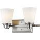 Kayla 2 Light 13.75 inch Brushed Nickel Vanity Wall Light