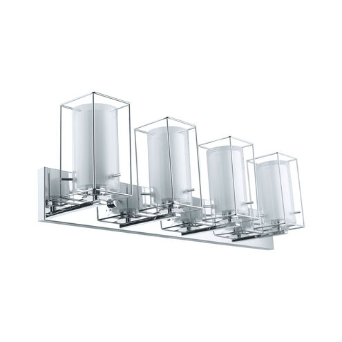 Iride 4 Light 34.64 inch Chrome Vanity Light Wall Light, Clear and White Glass