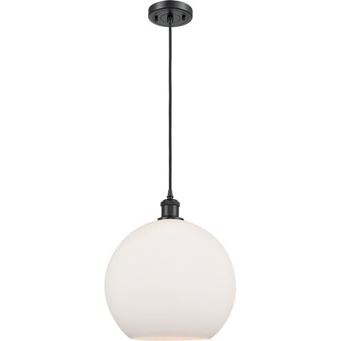 Ballston Athens LED 11.75 inch Matte Black Mini Pendant Ceiling Light in Matte White Glass, Black Textured