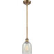 Ballston Caledonia 1 Light 5 inch Brushed Brass Pendant Ceiling Light in Mouchette Glass, Ballston