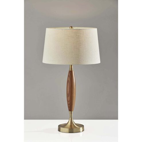 Pinn 25.25 inch 100.00 watt Antique Brass / Walnut Wood Table Lamp Portable Light