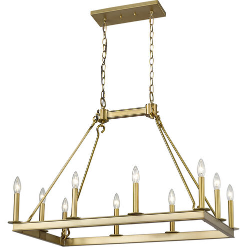 Barclay 10 Light 34 inch Olde Brass Linear Chandelier Ceiling Light