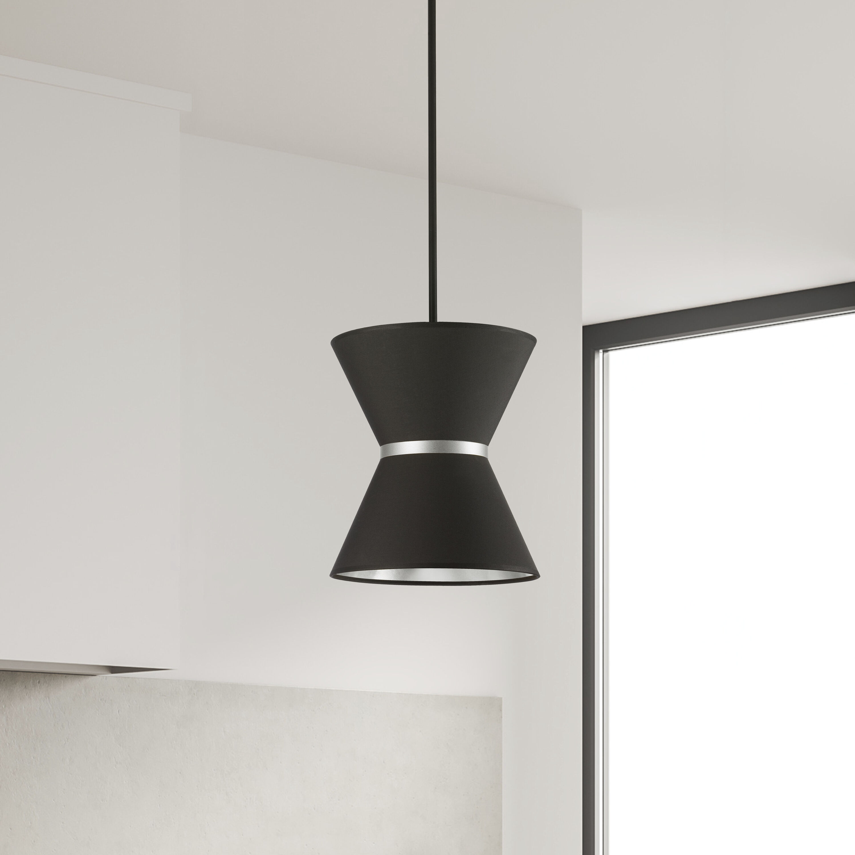 Caterine 1 Light 12 inch Matte Black Pendant Ceiling Light in Black/Silver Jewel Tone