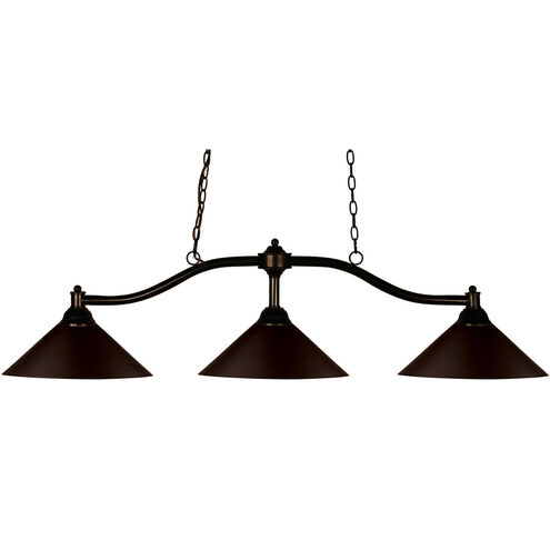 Chance 3 Light 50 inch Bronze Billiard Ceiling Light in Bronze Metal