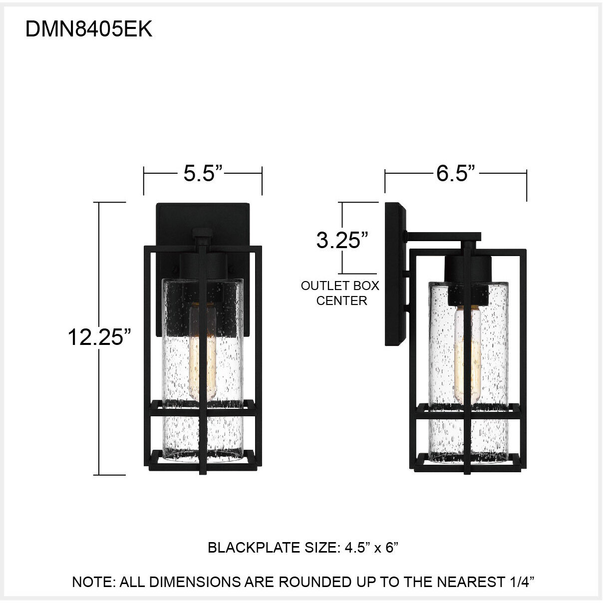 Damien 1 Light 12 inch Earth Black Outdoor Wall Lantern