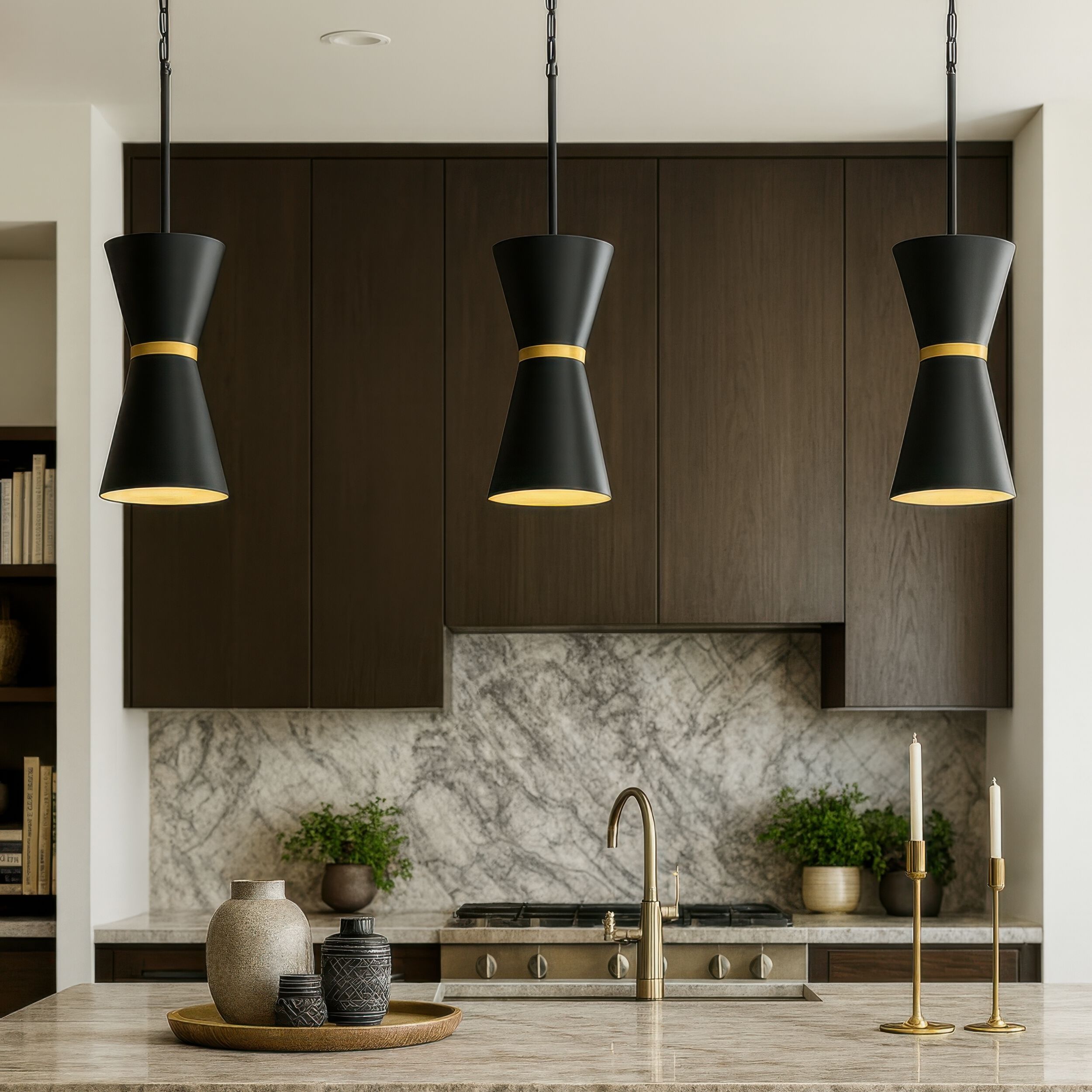 Mad Hatter 2 Light 8 inch Matte Black and French Gold Pendant Ceiling Light