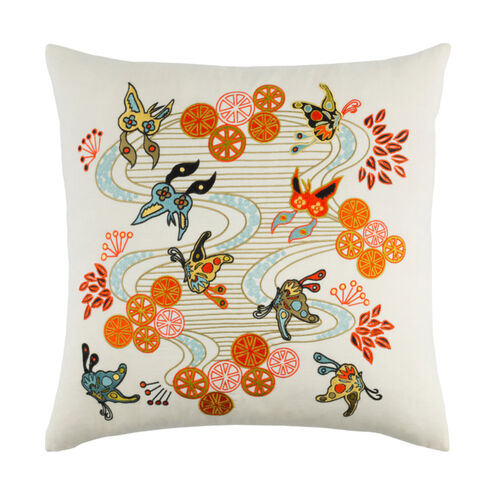 Chinese River 20 X 20 inch Cream and Olive Throw Pillow