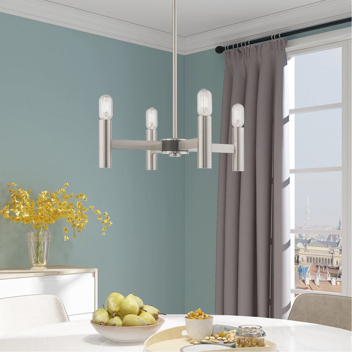 Copenhagen 4 Light 20 inch Brushed Nickel Mini Chandelier Ceiling Light