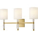 Anika 3 Light 23.25 inch Lacquered Brass Vanity Light Wall Light