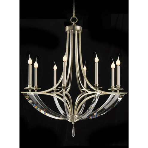 Bent 8 Light 39 inch Silver Leaf Chandelier Ceiling Light