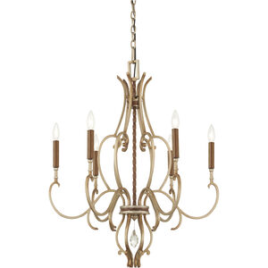 Magnolia Manor 6 Light 26.5 inch Pale Gold with Distressed Bronze Chandelier Ceiling Light