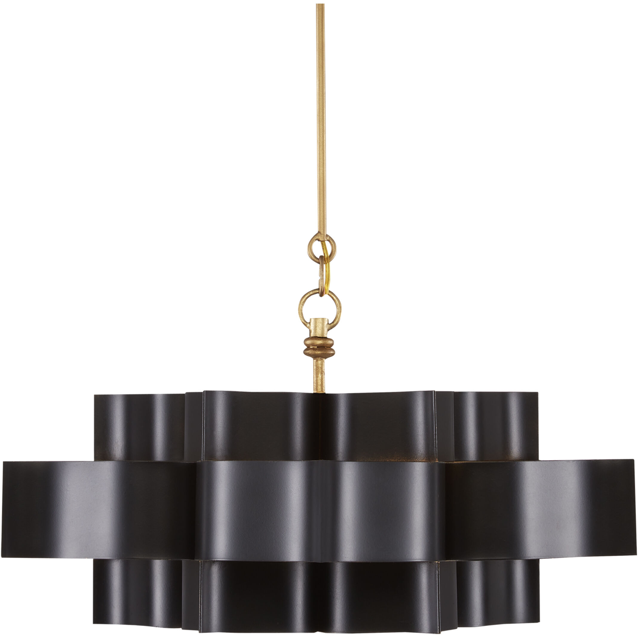 Grand Lotus 1 Light 20.25 inch Satin Black/Contemporary Gold Leaf Chandelier Ceiling Light, Small, Convertible to Semi-Flush