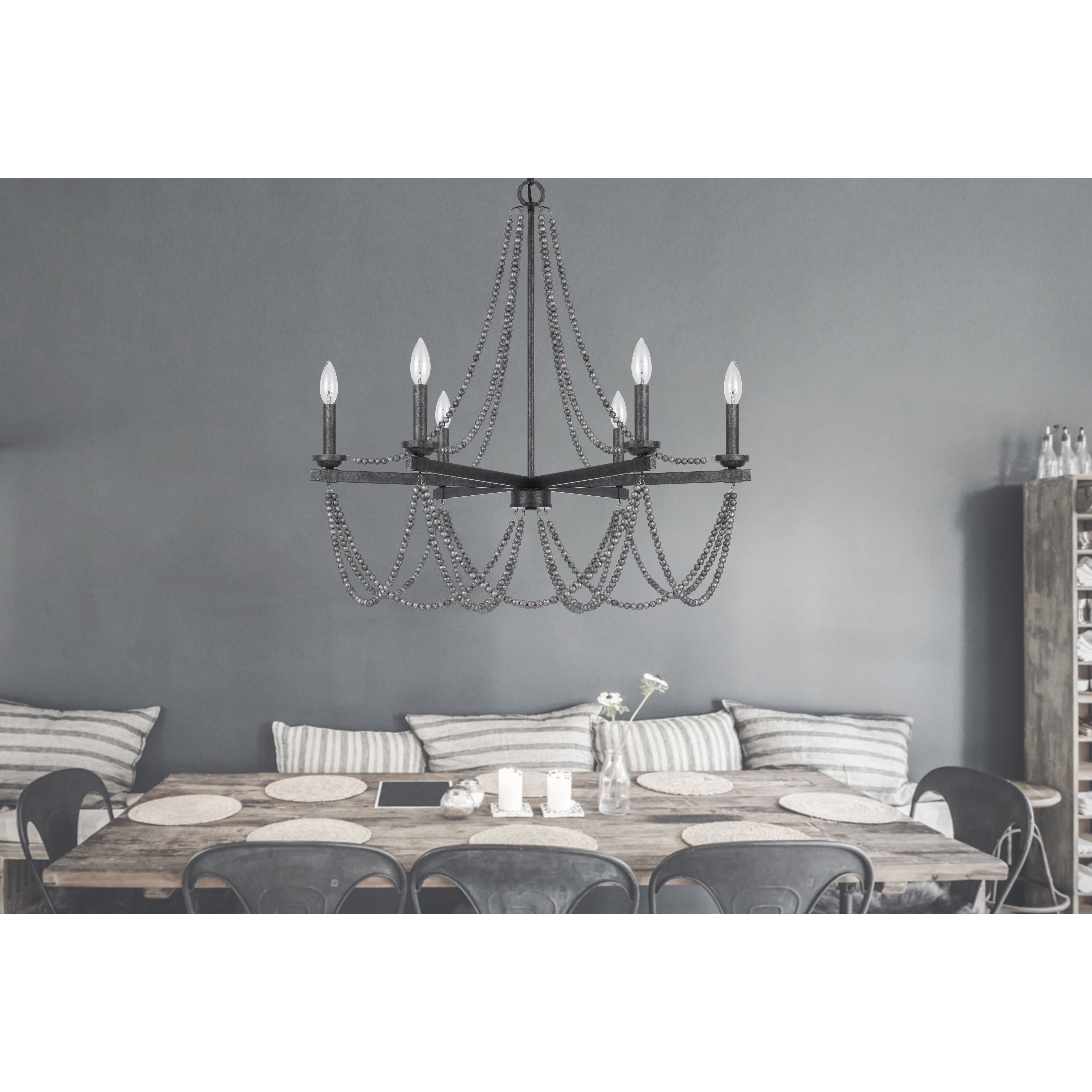 Ventura 6 Light 30 inch Aged Silver Chandelier Ceiling Light