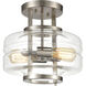 Mohawk 2 Light 13 inch Satin Nickel with Clear Semi Flush Mount Ceiling Light