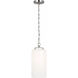 Thomas O'Brien Katie3 1 Light 7 inch Polished Nickel Cylinder Pendant Ceiling Light in White Glass