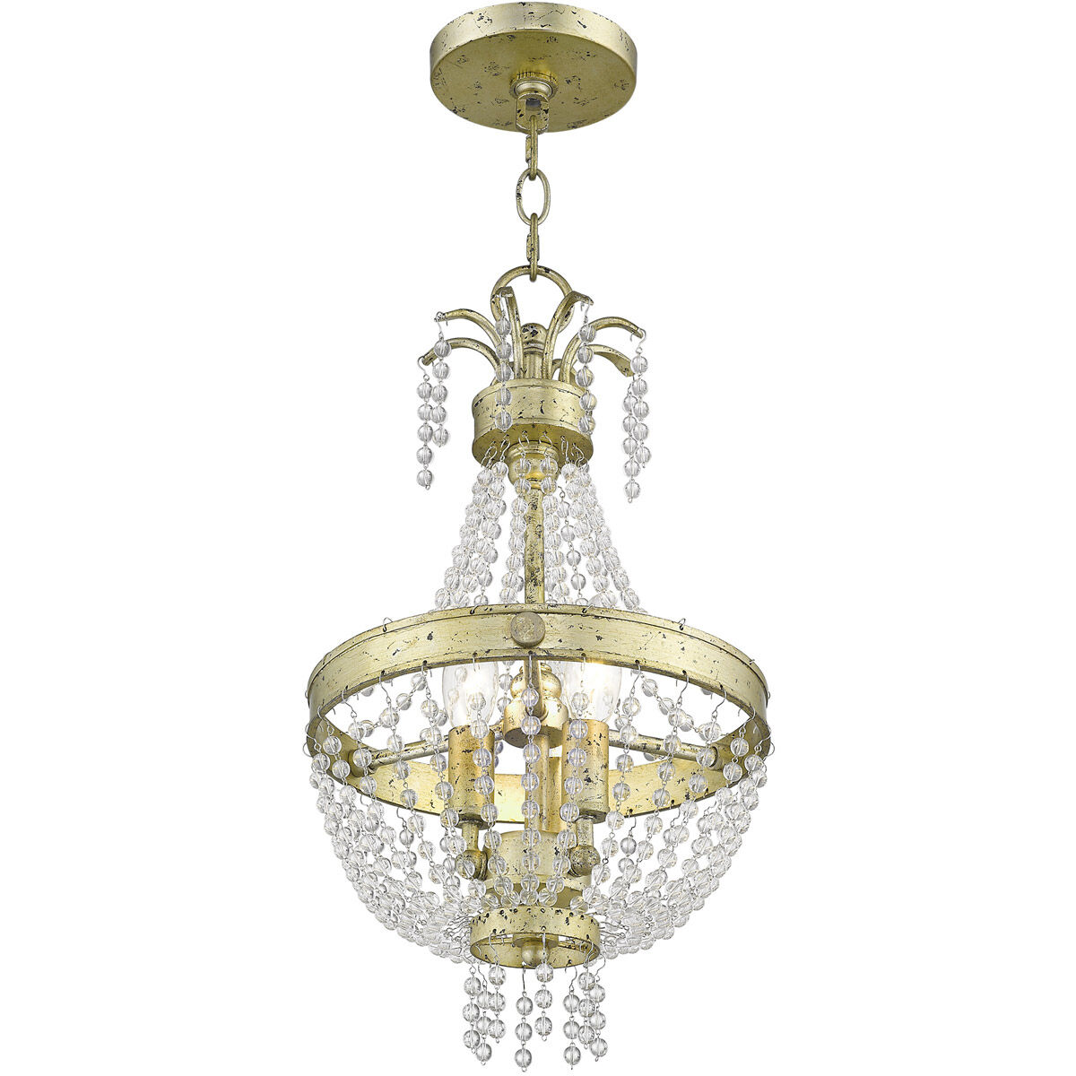 Valentina 3 Light 10 inch Hand Applied Winter Gold Pendant Ceiling Light