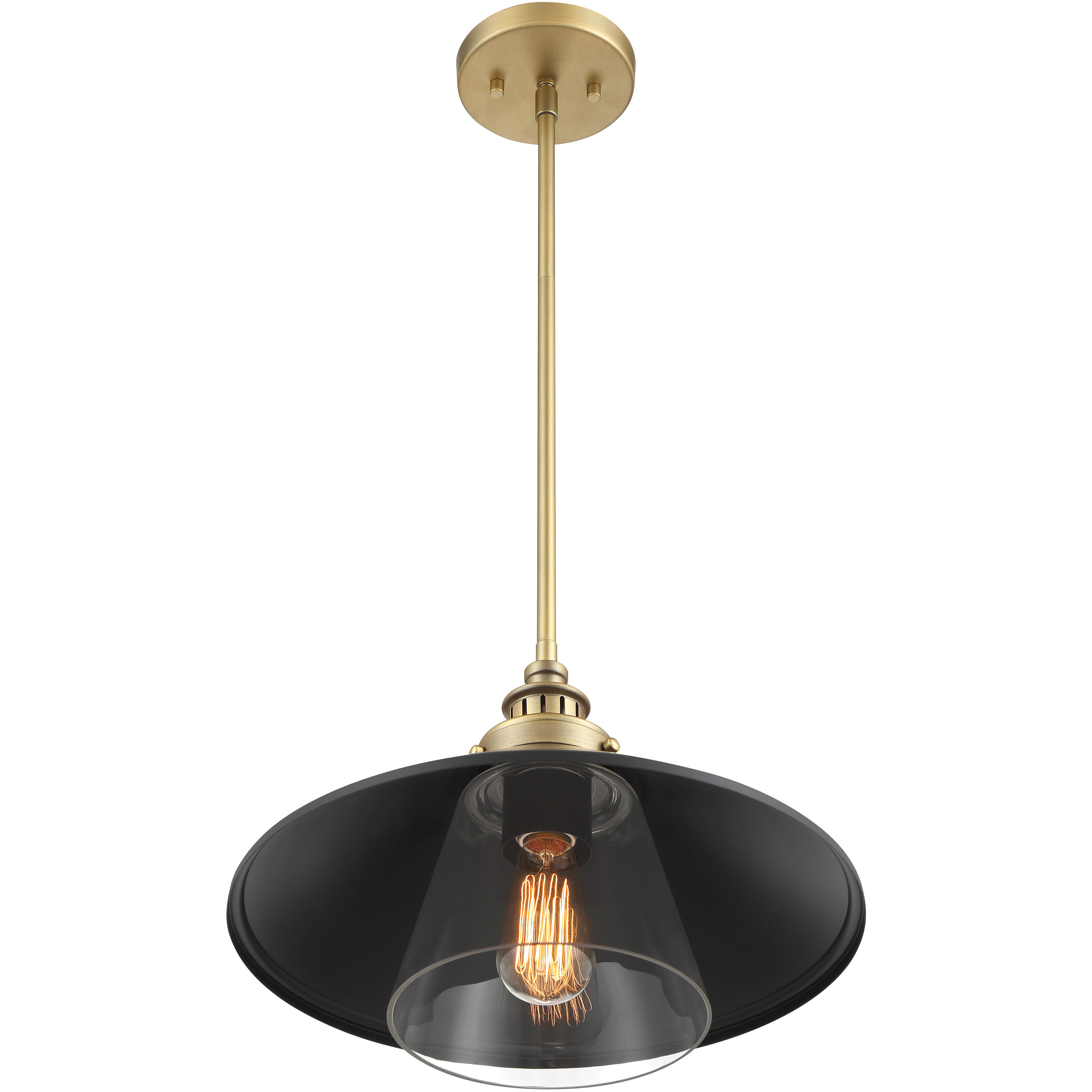 Segan 1 Light 15 inch Coal & Soft Brass (Painted) Mini Pendant Ceiling Light, Outdoor