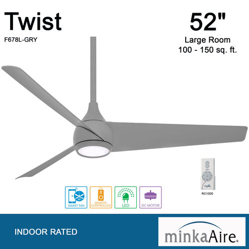 Twist 52 inch Grey Indoor Ceiling Fan, Wifi