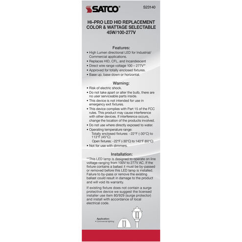 Hi-Pro LED LED 45.00 watt 3000K HID Replacements