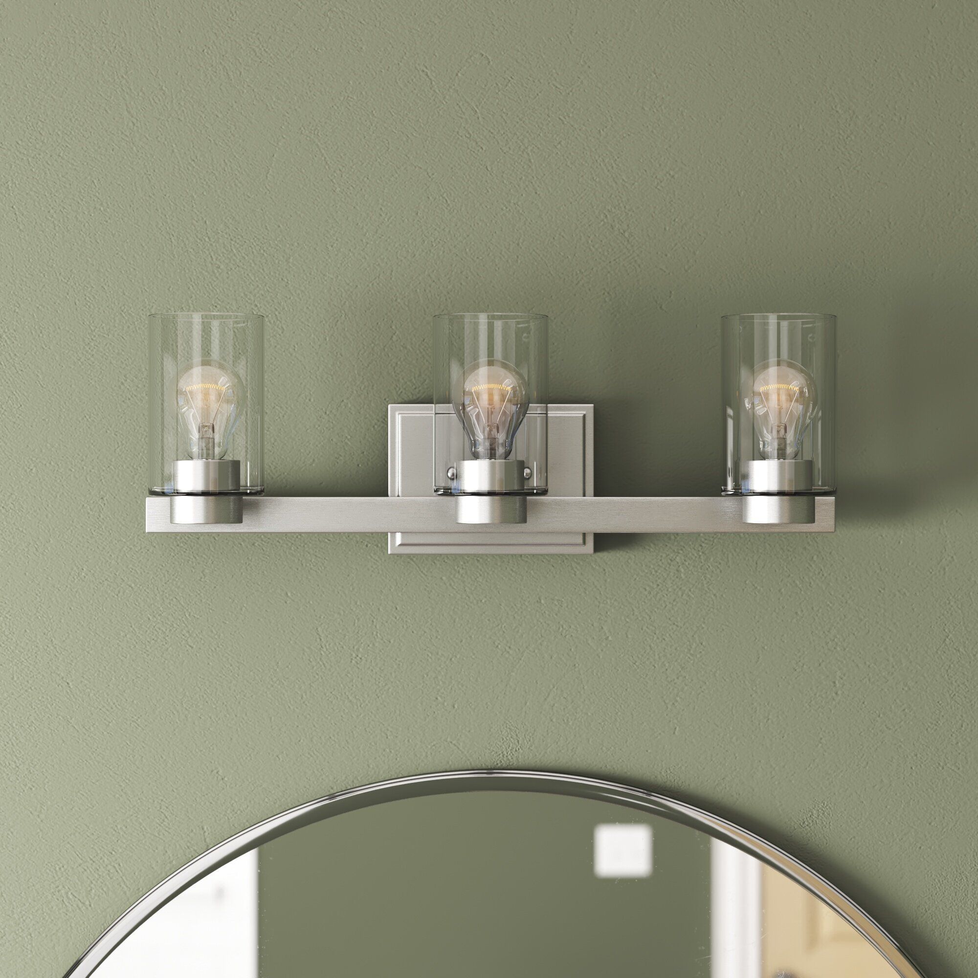 Miley 3 Light 21.5 inch Brushed Nickel Vanity Light Wall Light in Clear, Non-LED