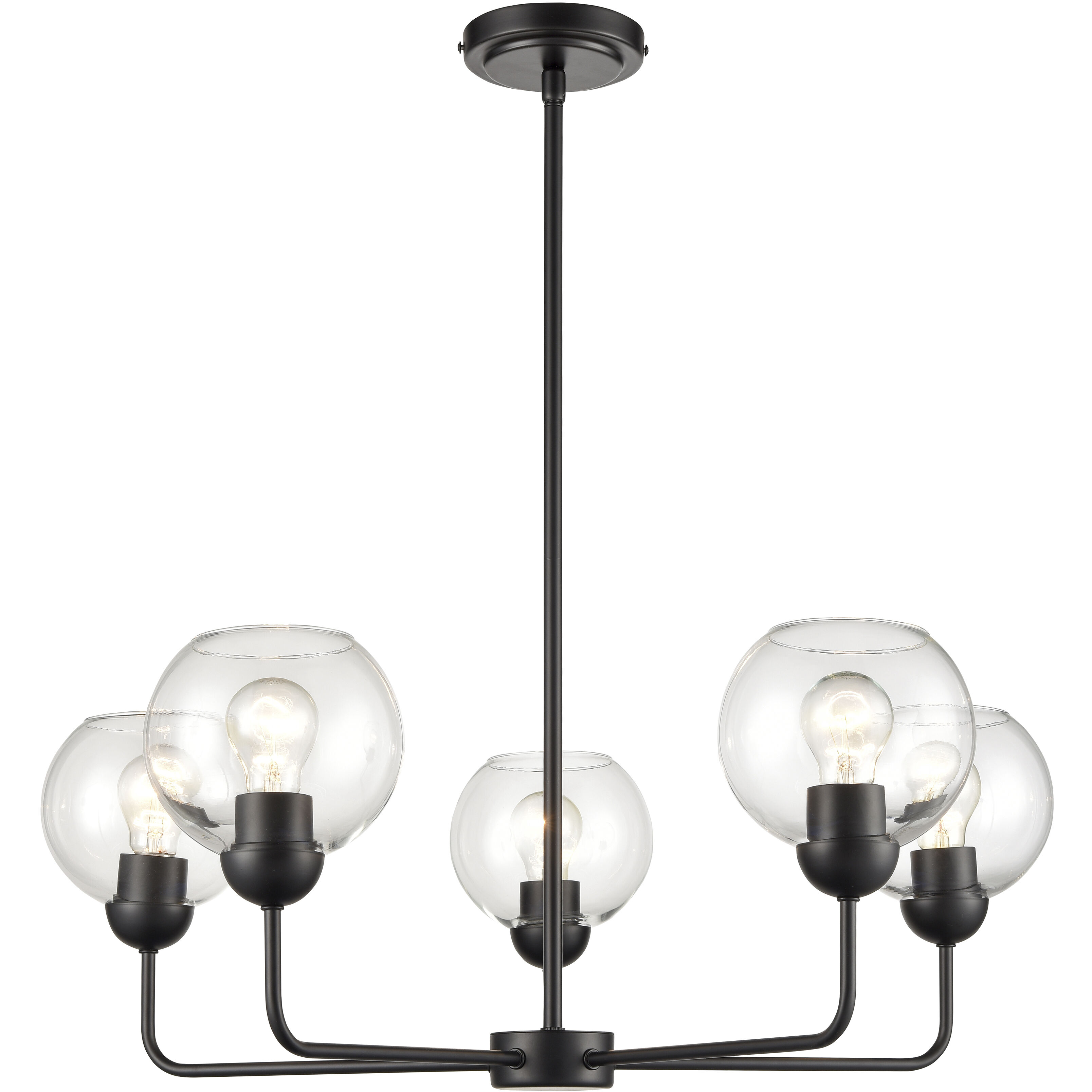 Boman 5 Light 28 inch Matte Black Chandelier Ceiling Light