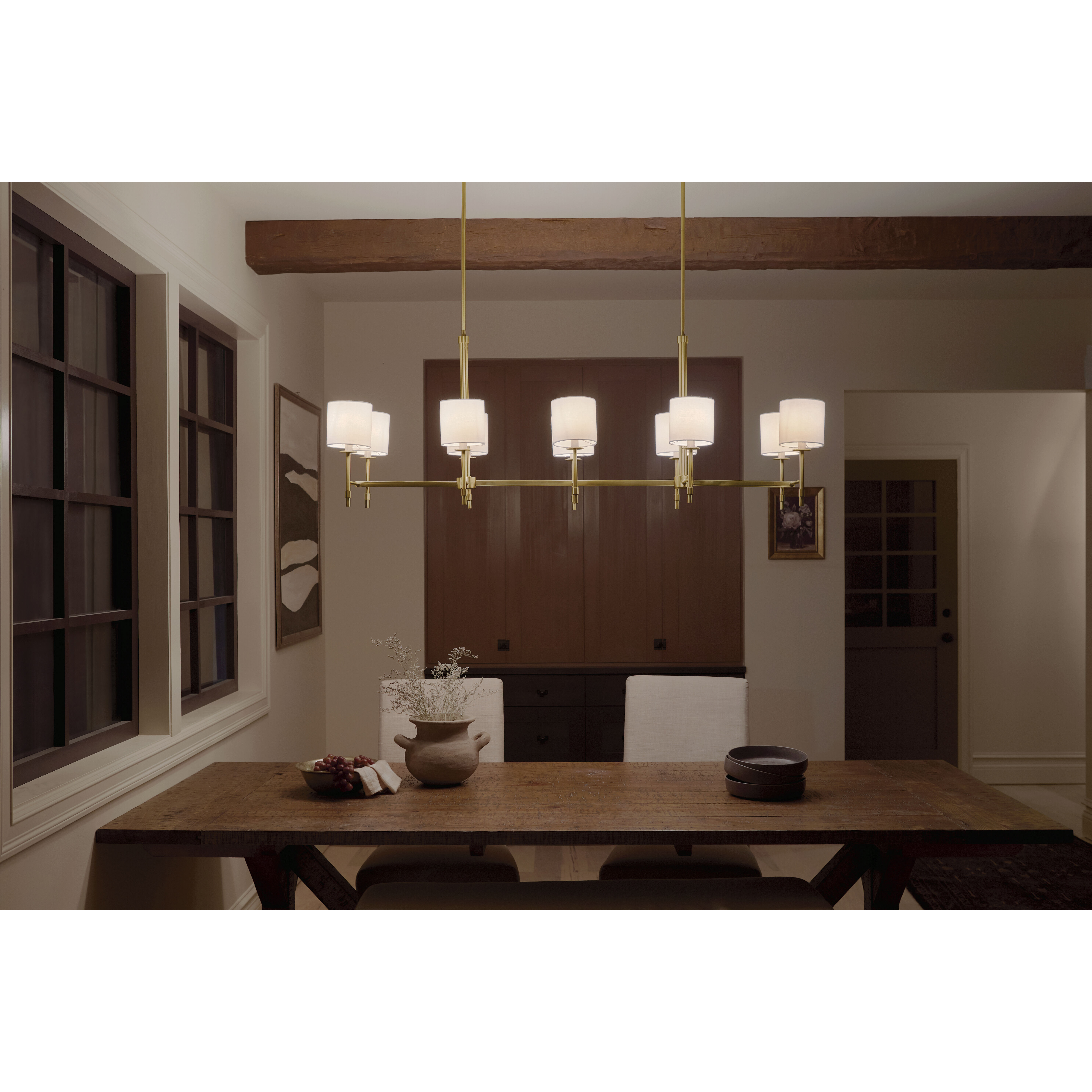 Ali 10 Light 17 inch Brushed Natural Brass Chandelier Linear Ceiling Light