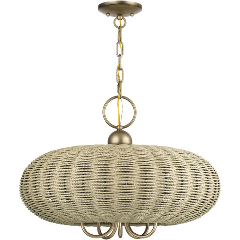 Summervine 5 Light 22 inch Antique Gold Leaf Pendant Chandelier Ceiling Light