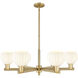 Arcadia White Venetian 6 Light 35.75 inch Brushed Brass Chandelier Ceiling Light