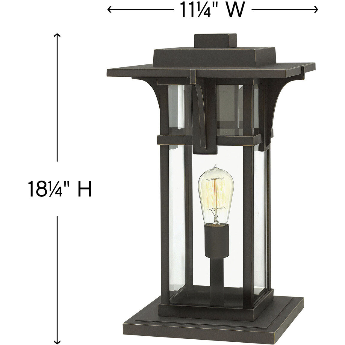 Manhattan 1 Light 18.25 inch Oil Rubbed Bronze Outdoor Pier Mount Lantern in Non-LED, Extra Large