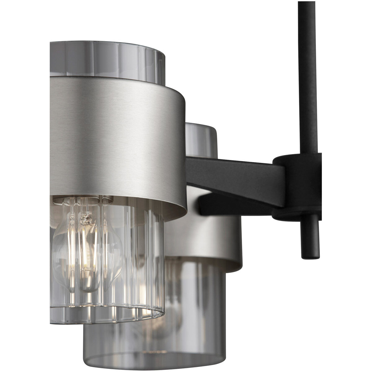 Epsilon 4 Light 25 inch Noir and Satin Nickel Chandelier Ceiling Light