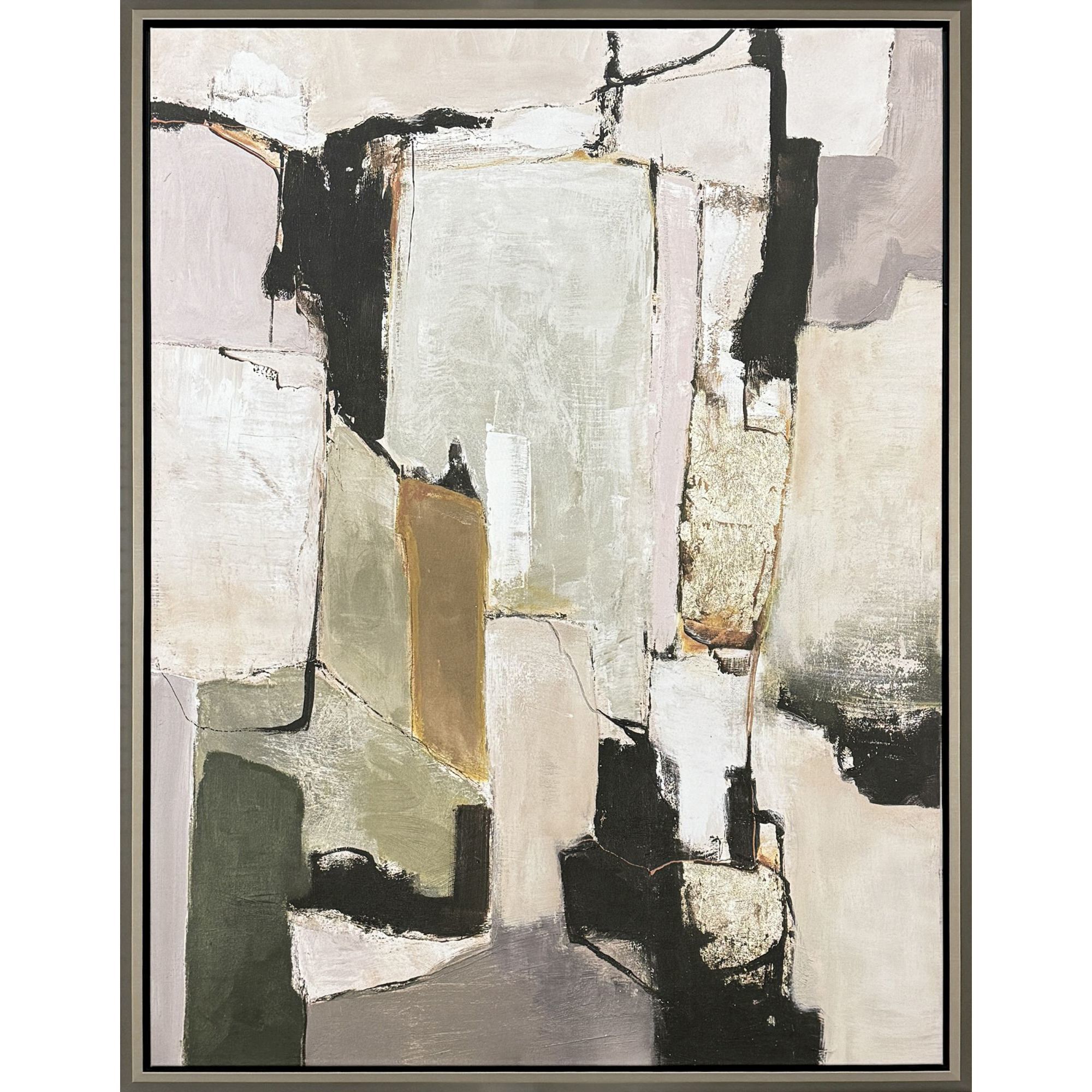 Space in Time Gray and Black and Green and Pink Canvas