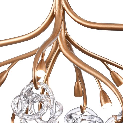 Freeform LED 57 inch Antique Gold Leaf Linear Chandelier Ceiling Light, Converts to Semi Flush