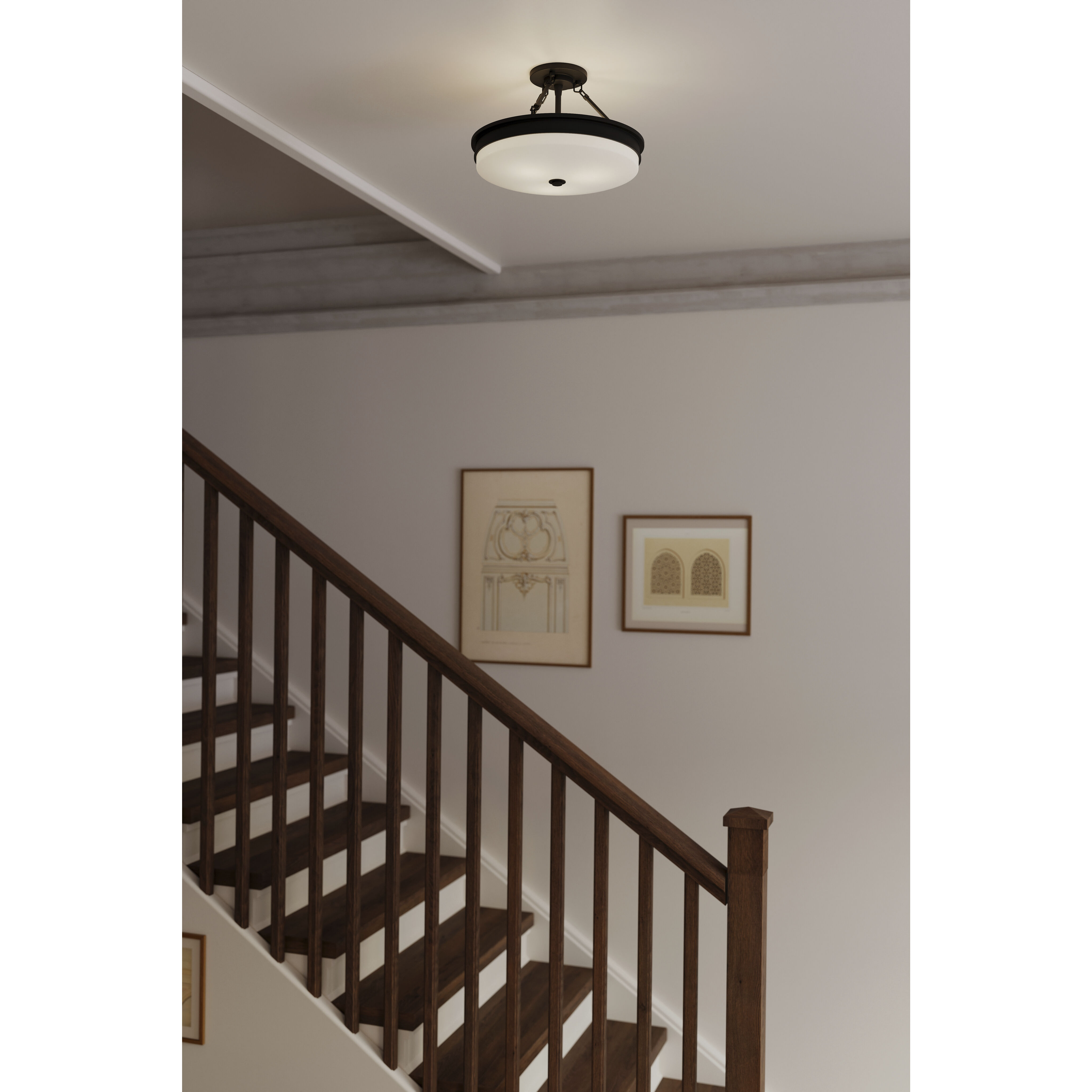 Halora 3 Light 15.25 inch Dark Matte Black Semi-Flush Mount Ceiling Light