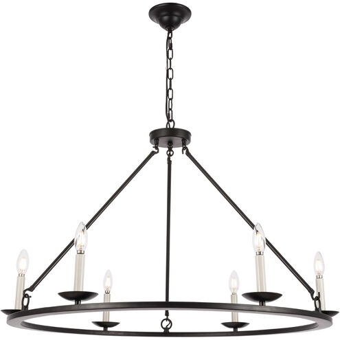 Maine 6 Light 36 inch Black Chandelier Ceiling Light