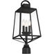 Inglewood 3 Light 22.25 inch Black Outdoor Post Lantern, Lighting One (Open)