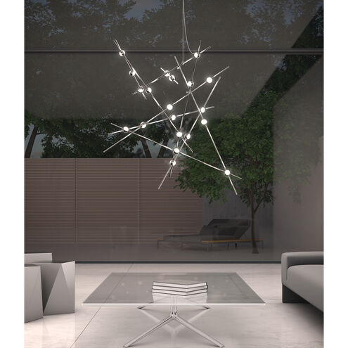 Constellation Aquila Major LED 37.25 inch Satin Nickel Chandelier Ceiling Light in 3000K, Clear Faceted Acrylic, 10 FT. Cord