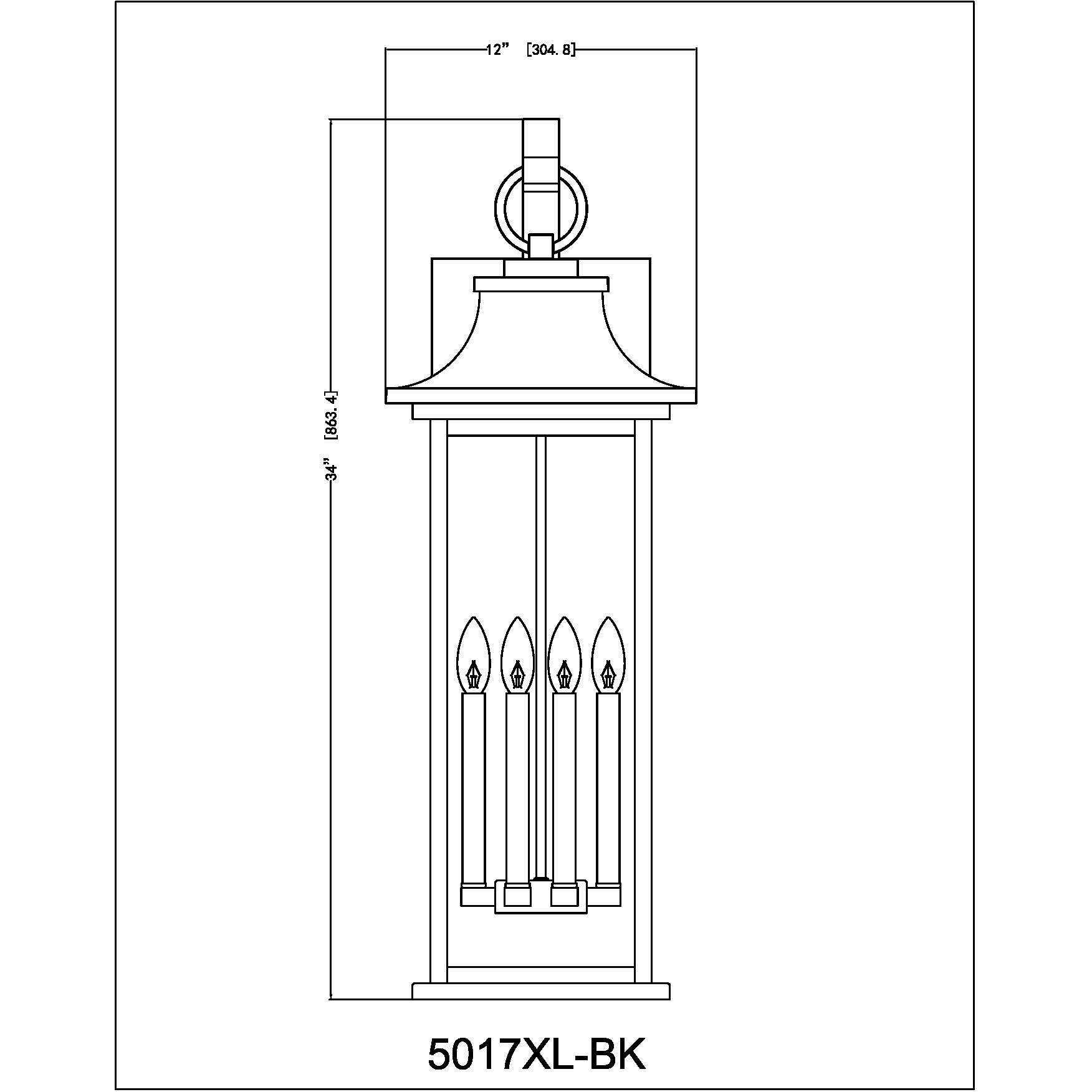 Tiberius 6 Light 34 inch Black Outdoor Wall Light in Clear Seedy Glass