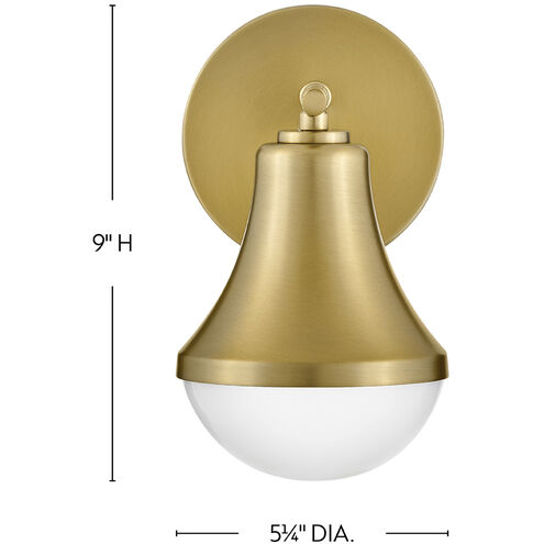Haddie LED 7.25 inch Lacquered Brass Bath Light Wall Light