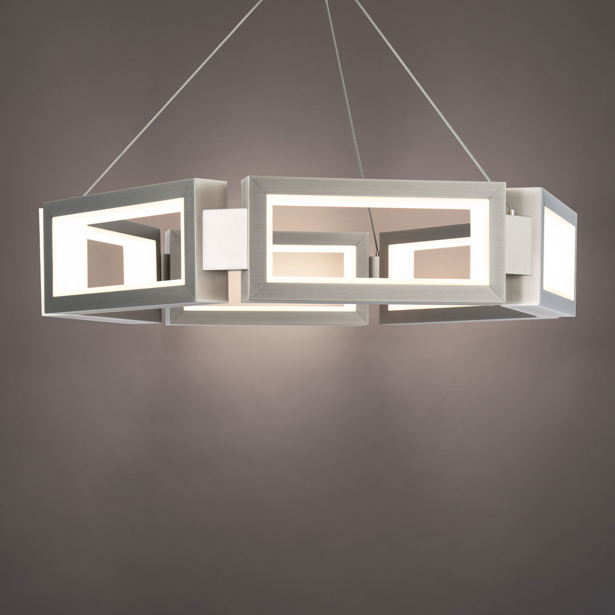 Mies 6 Light 23.88 inch Brushed Nickel Chandelier Ceiling Light in 29in.