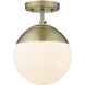 Dixon 1 Light 7.5 inch Aged Brass Semi-Flush Mount Ceiling Light, Damp