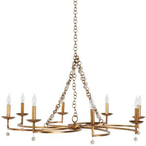 Carrie 8 Light 41.5 inch Antique Gold / Antique White Chandelier Ceiling Light