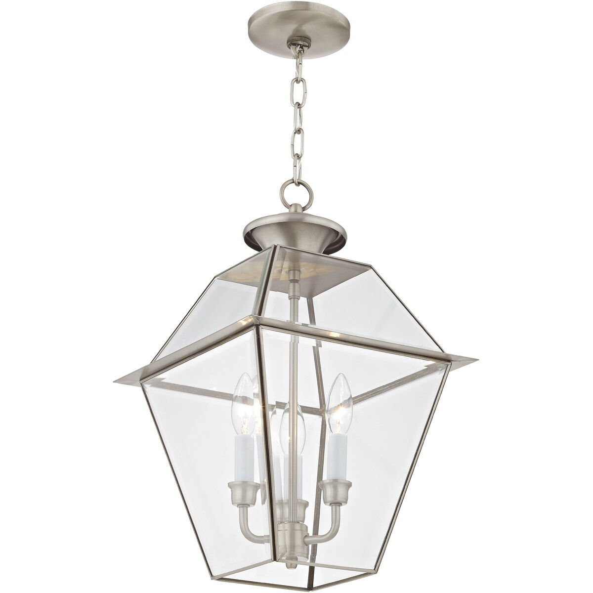 Westover 3 Light 12 inch Brushed Nickel Outdoor Pendant Lantern
