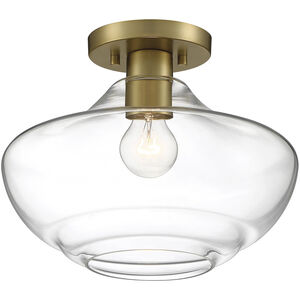 Emma 1 Light 12 inch Brushed Gold Semi-Flush Ceiling Light