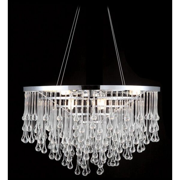 Hollywood Blvd. LED 22 inch Polished Nickel and Clear Glass Tear Drops Chandelier Ceiling Light