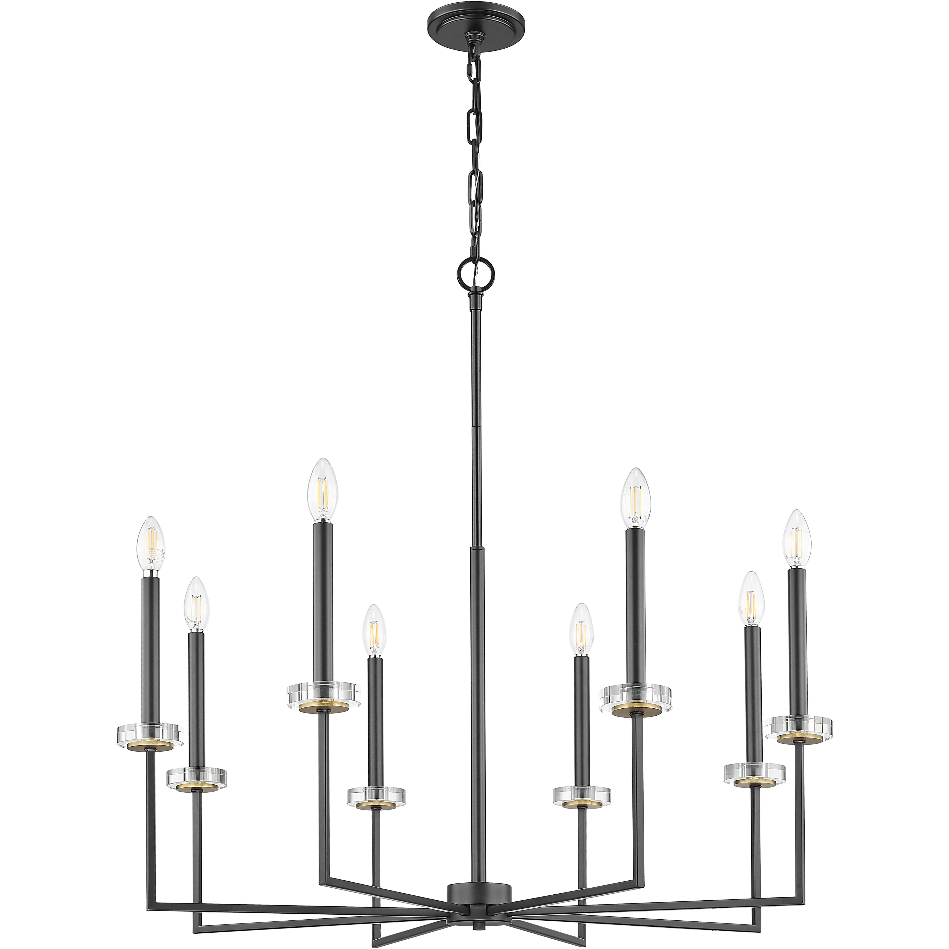 Gaultier 8 Light 35.25 inch Matte Black and Mondern Gold Chandelier Ceiling Light in Matte Black and Modern Gold